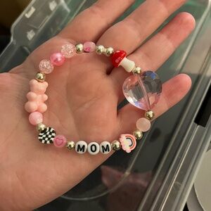 Pink and Gold Beaded 'MOM' Bracelet